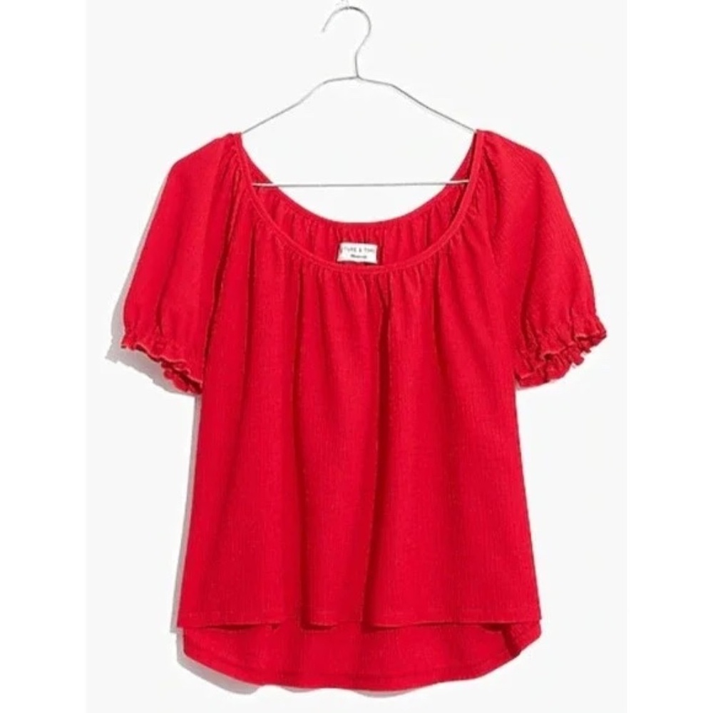 Madewel ~ "Texture & Thread" Peasant Top, short sleeve, Size Small, NWOT